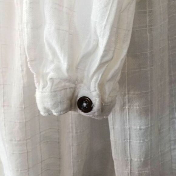 Knox Rose Women White V-Neck Baby Doll Sundress with 3/4 Sleeves Boho Chic sz M - Picture 9 of 17